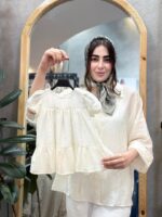کد ۴۱۸۷ پیراهن حریر شیشه ای مادر طرح غزال - Image 3