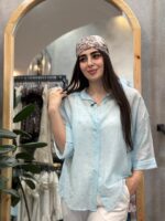 کد ۴۱۸۷ پیراهن حریر شیشه ای مادر طرح غزال - Image 8