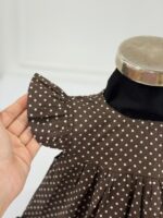 کد ۴۱۹۶ پیراهن خالخالی قهوه ای طرح میرال - Image 4