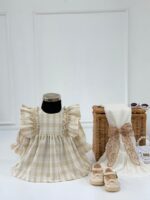 کد ۴۱۹۵ پیرهن لینن چهارخونه طرح مانلی