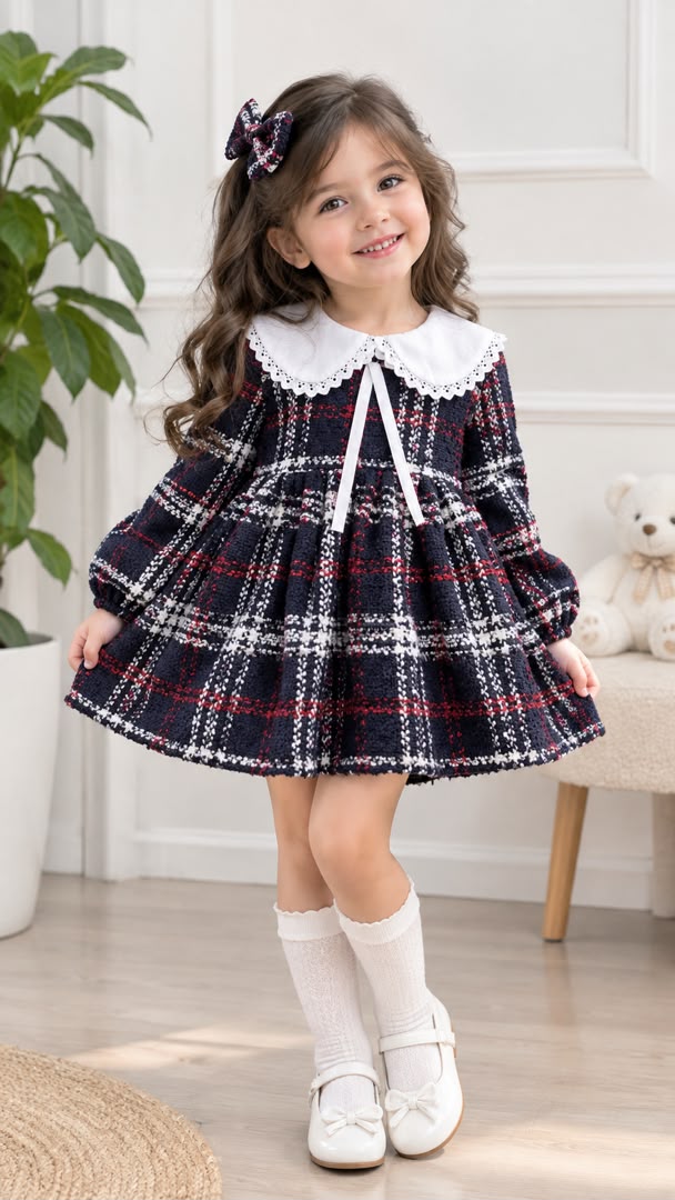 IMG-20260927-WA0103 کد 4335 پیراهن چهارخونه پشمی طرح رویسا - تصویر 1